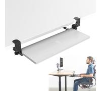 Punch-Free Clamp-On Keyboard Tray - Desk Extender Armrest Shelf - Under Desk Pull Out Keyboard Mouses Platform/Wood-C/55 * 24Cm