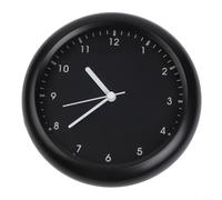 Punch-Free Self-Priming Wall Clock, Waterproof Dustproof Plastic for Bathroom Kitchen Office, Modern Decor 17.2cm Black or White(Black)