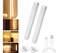 Punch-Free Smart Sensor Magnetic Rechargeable Led Lights, 4 In Motion Sensor Light Indoor, Rechargeable Motion Activated Cabinet Lights, Cordless Under Cabinet Bedroom Stair Led Lighting (Warm,2)