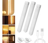 Punch-Free Smart Sensor Magnetic Rechargeable Led Lights, 4 In Motion Sensor Light Indoor, Rechargeable Motion Activated Cabinet Lights, Cordless Under Cabinet Bedroom Stair Led Lighting (Warm,3)