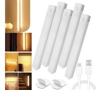 Punch-Free Smart Sensor Magnetic Rechargeable Led Lights, 4 In Motion Sensor Light Indoor, Rechargeable Motion Activated Cabinet Lights, Cordless Under Cabinet Bedroom Stair Led Lighting (Warm,5)