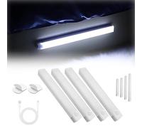 Punch-Free Smart Sensor Magnetic Rechargeable LED Lights, Motion Sensor Light Indoor, Human Body Intelligent Sensor Light, for Bedroom, Kitchen, Cabinets (4Pcs White, 30cm/11.81in)