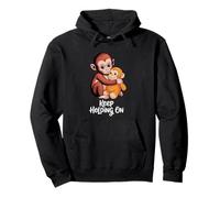 Punch Keep Holding On Cute Baby Monkey Graphic Pullover Hoodie