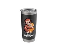 Punch Keep Holding On Cute Baby Monkey Graphic Stainless Steel Insulated Tumbler