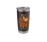 Punch Macaque Holding On Emotional Monkey Plush Design Tee Stainless Steel Insulated Tumbler