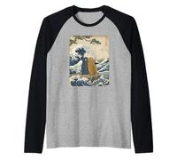 Punch & Momo-chan New Love Wave Art Humor Raglan Baseball Tee