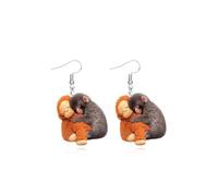 Punch Monkey Earrings for Women, Cute Acrylic Animal Protect Punch The Monkey Holding Plush Toy Hanging Earring Hook Statement Gift Jewelry, 1.5*0.8, Acrylic, Cubic Zirconia