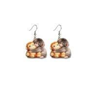 Punch Monkey Earrings for Women, Cute Acrylic Animal Protect Punch The Monkey Holding Plush Toy Hanging Earring Hook Statement Gift Jewelry, 1.5*0.8, Acrylic, Cubic Zirconia