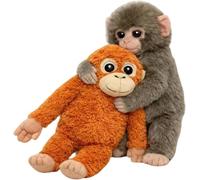 Punch Monkey Orangutan Mother and Baby Plush Toy - 2-in-1 Adorable & Cuddly Stuffed Animal Set, Soft Huggable Monkey Dolls, Realistic Collectible Plushies for Kids Teens & Adults, Birthday or Mo 25cm