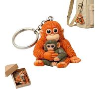 Punch Monkey Plush Keychains - Cute 3D Monkey Holding Plush Toy Keychain, Large Orangutan Stuffed Animal Key Ring Pendant for Backpack, Purse, Car Keys (1Pcs)