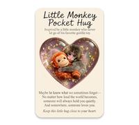 Punch Monkey Pocket Hug Token Resin Heart Keepsake with Inspirational Greeting Card Cute Animal Hug Gift for Friends, Family, Kids, Long Distance, Thinking of You Gifts