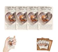 Punch Monkey Pocket Hug with Inspirational Card 2D Acrylic Heart-Shaped Pocket Hugs Positive Emotional Support Protect Little Punch Pockets Hug Cards Gifts for Friends Animal Lovers Family (4Pcs)