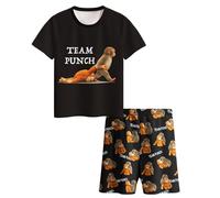 Punch Monkey Shirts for Boys Girls Monkey Team Punch T-shirt and Shorts Set 2 Piece Outfits Cute Baby Monkey Clothes Summer Short Sleeve Casual Outwear (Khaki, 13-14 Years)