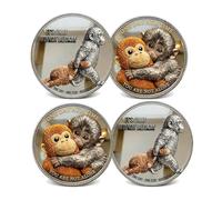 Punch Monkey Toy, Punch Monkey Teddy Plush, Emotional Support Monkey Coin, Challenge Coin for Collection, Two Coins Set, 40 mm by 3 mm Size