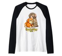 Punch Monkey with Teddy Bear Cuddling Keep Holding On Meme Raglan Baseball Tee