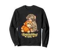 Punch Monkey With Teddy Bear Cuddling Keep Holding On Meme Sweatshirt