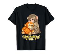 Punch Monkey with Teddy Bear Cuddling Keep Holding On Meme T-Shirt