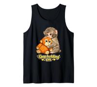 Punch Monkey with Teddy Bear Cuddling Keep Holding On Meme Tank Top