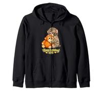 Punch Monkey With Teddy Bear Cuddling Keep Holding On Meme Zip Hoodie