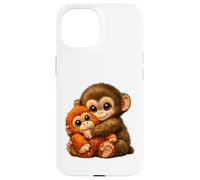 Punch Monkey With Teddy Bear Cuddling Viral Internet Meme Case for iPhone 15