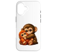 Punch Monkey With Teddy Bear Cuddling Viral Internet Meme Case for iPhone 16