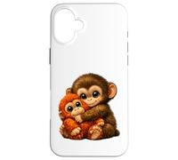 Punch Monkey With Teddy Bear Cuddling Viral Internet Meme Case for iPhone 16 Plus
