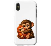 Punch Monkey With Teddy Bear Cuddling Viral Internet Meme Case for iPhone X/XS