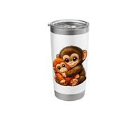 Punch Monkey with Teddy Bear Cuddling Viral Internet Meme Stainless Steel Insulated Tumbler