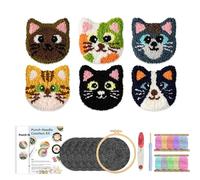 Punch Needle Coaster Set | Animal Pattern Embroidery Set for Beginners - Multi-Functional Yarn Hoop Crafting Tools Embroidery for Home Crafting Art Class