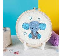 Punch Needle Embroidery DIY Elephant Cross Stitch Hoop Craft Kits Handcraft Embroidery