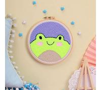 Punch Needle Embroidery kit DIY Frog Cross Stitch Hoop Craft Kits Handcraft Embroidery, XMD-PD-68