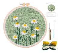Punch Needle Embroidery Kit, DIY Punch Needle Kit with Pre-Printed Fabric, Embroidery Threads, Wooden Hoops, Needles and Instructions for Cross Stitch, Cross Stitch Kits for Kids, Beginners
