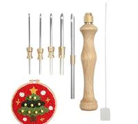 Punch Needle - Embroidery Tool, Craft Set, Threading Tool | Wooden Handle Needle, Adjustable Frame, Beginner For Textile Art, Creative Hobby, Portable, Gift For Ar