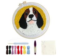 Punch Needle Kit - Cute Embroidery Kit For Beginners With Dog Pattern | Creative Art Projects, Needlework, Crafts For Holiday Decorations,
