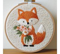 Punch Needle kit for Beginners, Adorable Cute Fox Creative Embroidery Set, Punch Stitching kit for Adults, Needle Punch Kits for Adults, Joyful Seasonal Project