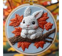 Punch Needle kit for Beginners, Adorable Short-Legged Bunny Joyful Punch Stitching kit for Adults, Needle Punch Kits for Adults, Handmade DIY Creative Art
