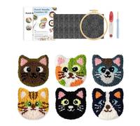 Punch Needle Kit for Beginners|Animal Pattern Punch Needle Coaster Kit,Multi-Functional Yarn Hoop Crafting Tools Embroidery Set - for Kids Adults