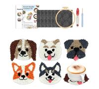 Punch Needle Kit for Beginners|Animal Pattern Punch Needle Coaster Kit,Multi-Functional Yarn Hoop Crafting Tools Embroidery Set - for Kids Adults