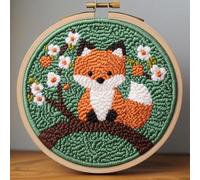 Punch Needle kit for Beginners, Animals on Peach Blossom Branch Romantic Nature Art Punch Stitching kit for Adults, Needle Punch Kits for Adults, Handmade Decoration