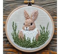 Punch Needle kit for Beginners - Curious Rabbit in Grass Pattern, Punch Stitching kit for Adults, Needle Punch Kits for Adults Forest Animals