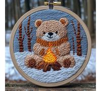 Punch Needle kit for Beginners, Cute Bear DIY Craft Punch Stitching kit for Adults, Needle Punch Kits for Adults, Handmade Decorative Art Home Decor