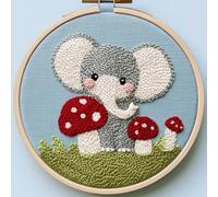 Punch Needle kit for Beginners, Cute Elephant Holiday Festive DIY Handmade Punch Stitching kit for Adults, Needle Punch Kits for Adults, Seasonal Handmade Decorative Creative Hobby