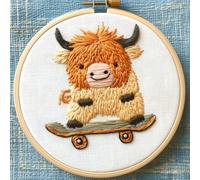 Punch Needle kit for Beginners, Cute Highland Cow DIY Handmade Festive Punch Stitching kit for Adults, Needle Punch Kits for Adults, Seasonal Decorative Holiday Hobby