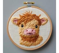 Punch Needle kit for Beginners, Cute Highland Cow Festive Holiday DIY Handmade Punch Stitching kit for Adults, Needle Punch Kits for Adults, Creative Seasonal Hobby