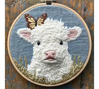 Punch Needle kit for Beginners, Cute Highland Cow Holiday Festive DIY Punch Stitching kit for Adults, Needle Punch Kits for Adults, Handmade Seasonal Creative Decorative Craft