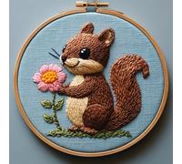 Punch Needle kit for Beginners, Delightful Squirrel Embroidery Seasonal DIY Handmade Festive Decorative kit, Punch Stitching kit for Adults, Needle Punch Kits for Adults, Creative Holiday idea
