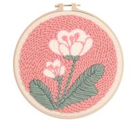 Punch Needle Kit for Beginners, DIY Cute Flower 8in Punch Needle Embroidery Kit, Oil Painting Style Set for Perfect Festival Decoration &