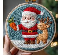 Punch Needle kit for Beginners Embroidery kit - Reindeer Eating Carrot from Santa, Punch Stitching kit for Adults, Needle Punch Kits for Adults