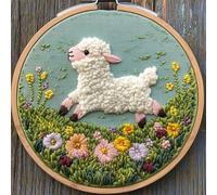 Punch Needle kit for Beginners, Floral Jumping Lamb Design, Needle Punch Kits for Adults, Punch Stitching kit for Adults, Beginner-Friendly Craft Set