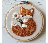 Punch Needle kit for Beginners, Floral-Scent Fox Design, Punch Stitching kit for Adults, Needle Punch Kits for Adults, Cute Craft